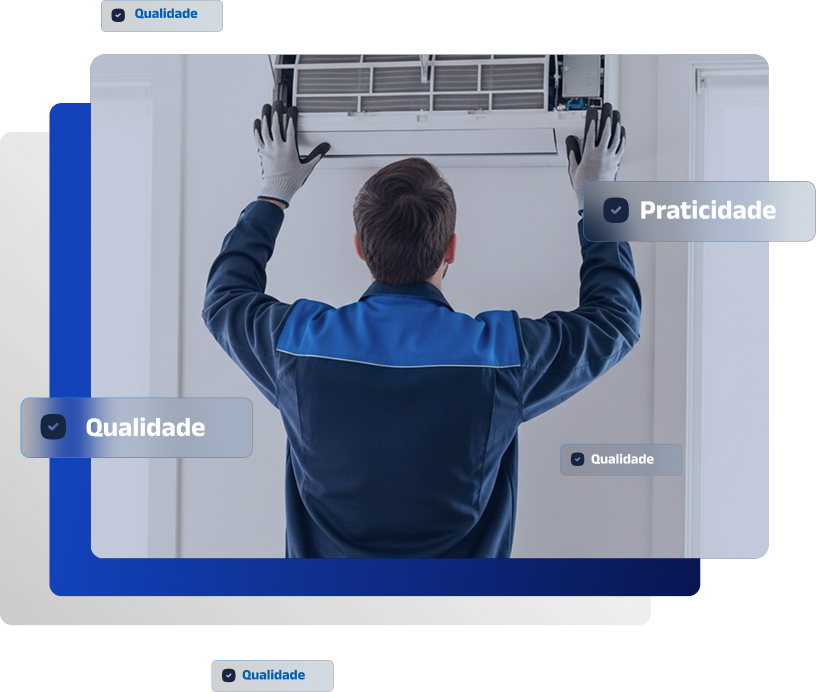 Técnico instalando ar-condicionado - Qualidade e Praticidade